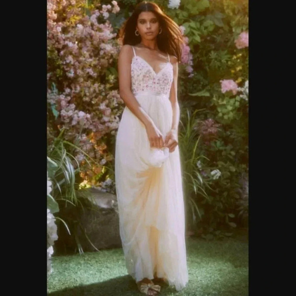 NWT Anthropologie BHLDN Needle & Thread Elsie Cami Floral Maxi Dress Size 14 - Picture 5 of 13